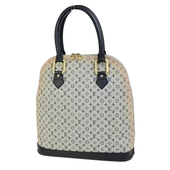 LOUIS VUITTON Logo Alma Haut Hand Bag Monogram Mini Canvas Blue - Picture 1 of 16